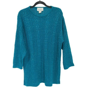 Diane Von Furstenburg Metallic Green Sweater Tunic Vintage‎ Size M/L